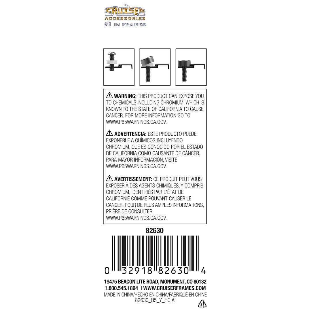 Cruiser 82630 Chrome Plastic Plate Screw Covers, Four-Pack