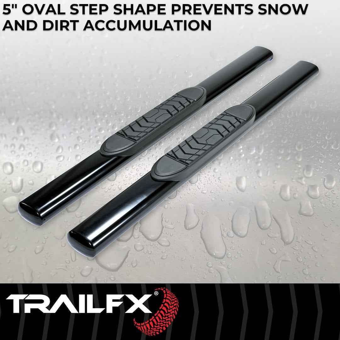 TrailFX 5 in Oval Nerf Step Bars - Black, 300 lb – A7054B
