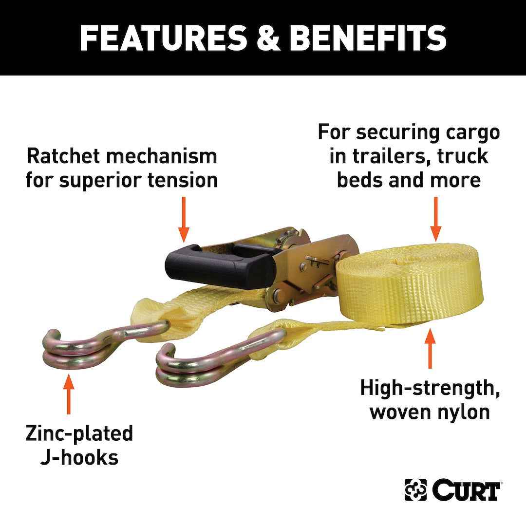 CURT Tie Down Strap - Cargo Tie Down, 16 ft – 83036