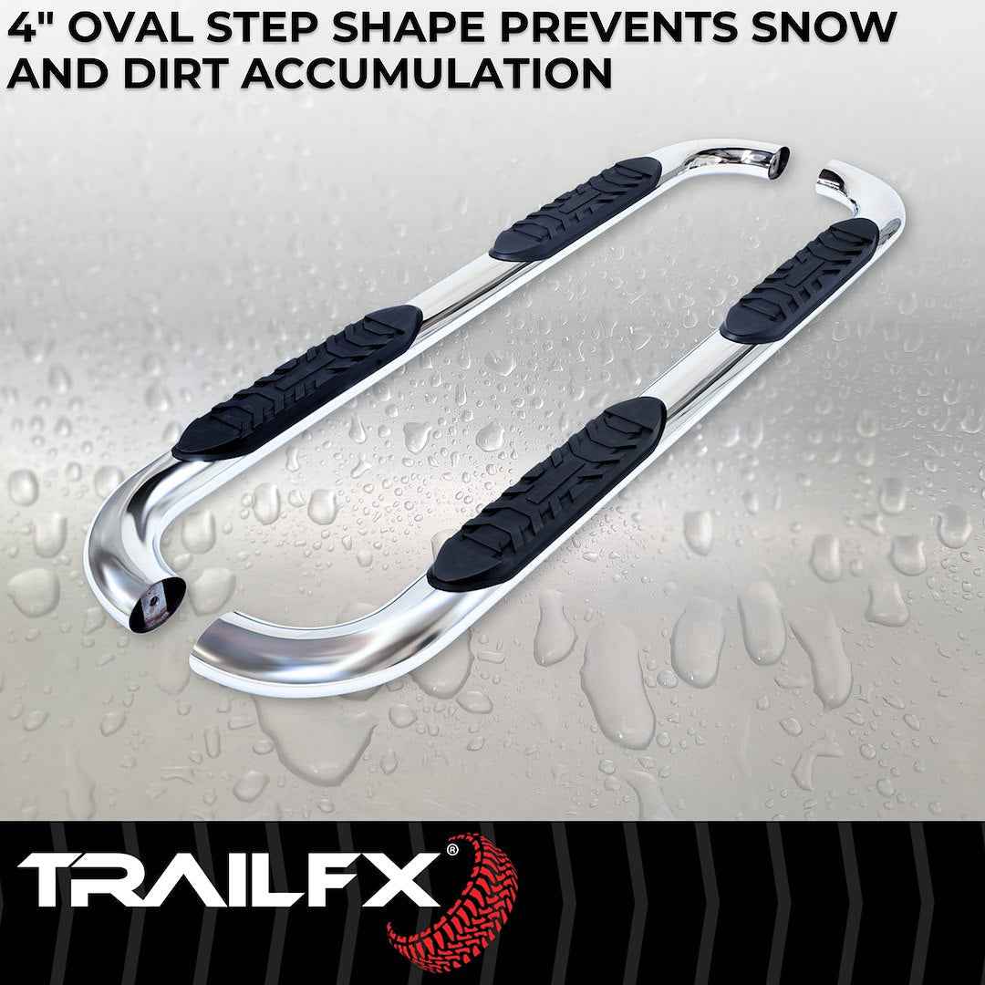 TrailFX 4 in Oval Nerf Step Bars - Stainless, 300 lb – A1001S