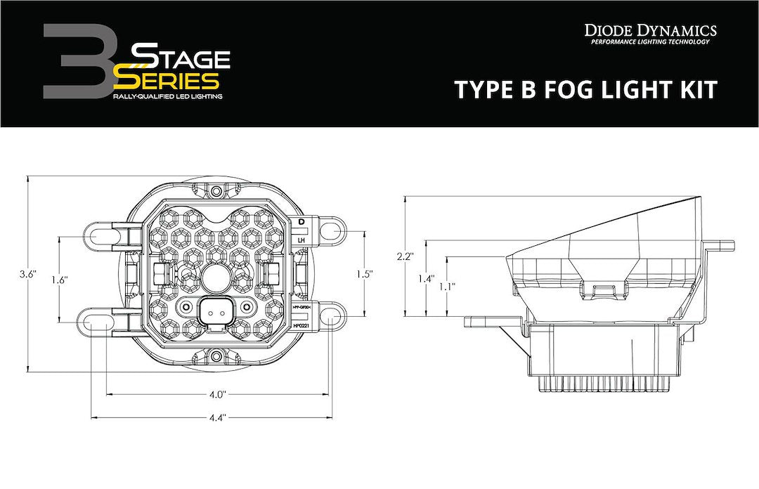 Diode Dynamics DD6997 SS3 Sport Yellow Fog Pod Kit