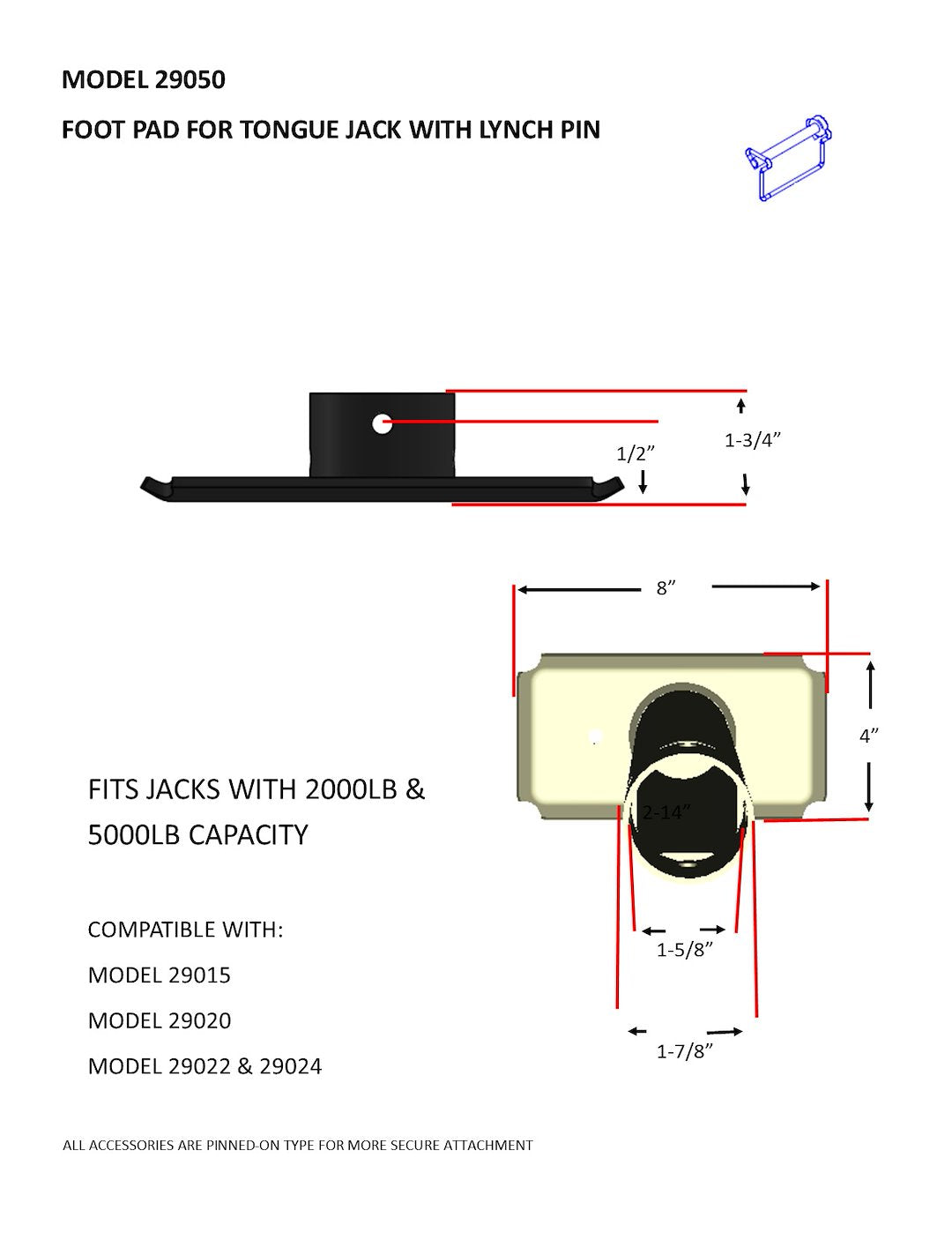 Bal Rv 29050b Trailer Tongue Jack Foot Plate - image 2