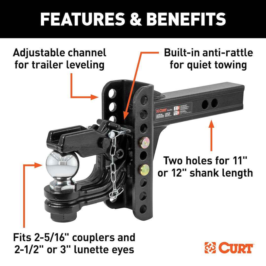CURT Pintle Hook - 2 in Receiver, 13000 lb – 45907