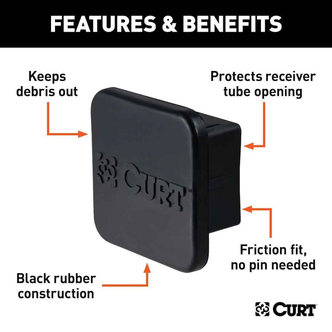 CURT Matte Black 2-Inch Receiver Plug with CURT Logo – 22272