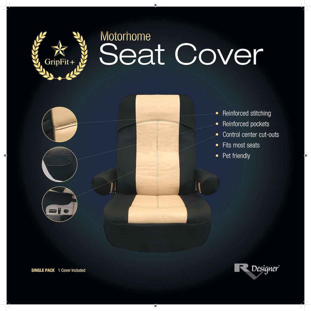 RV Designer Seat Cover - Black/Tan – C893