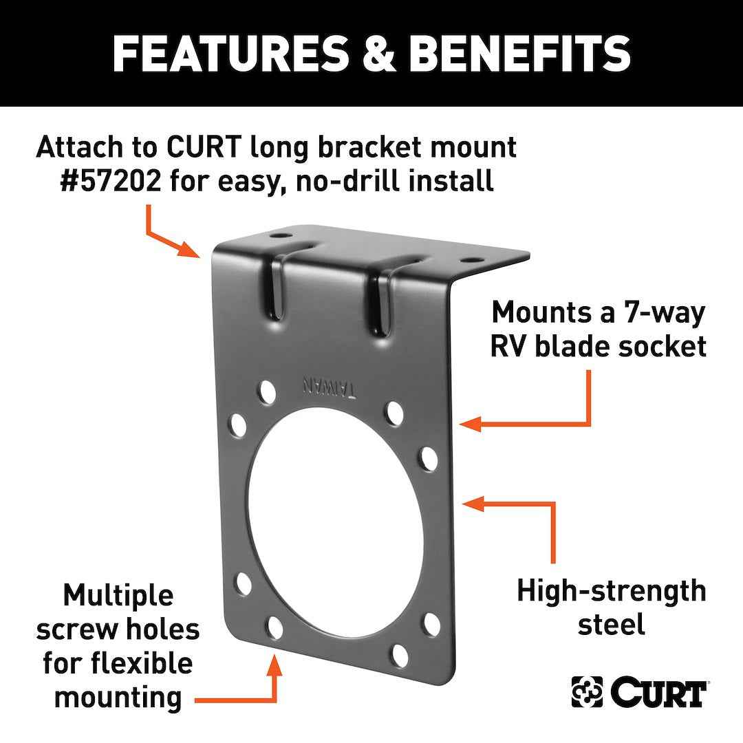 CURT 58291 Multi-Hole Steel Mount for 7-Way Blade Socket