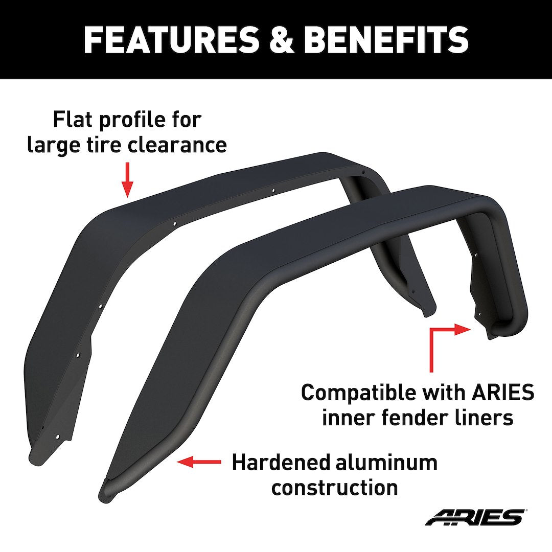 Aries 2500217 Gladiator Carbide Aluminum Rear Flare Pair - image 2
