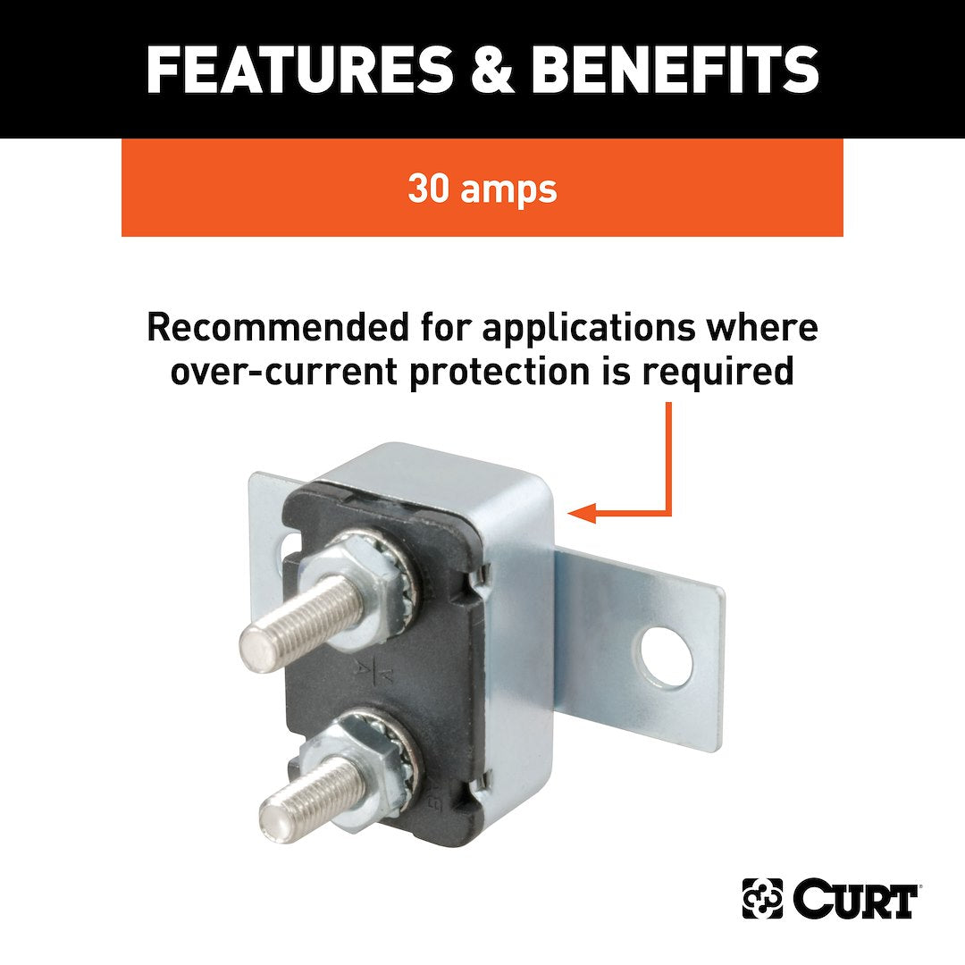 CURT 30 Amp Circuit Breaker (58361) – Reset Type: Manual