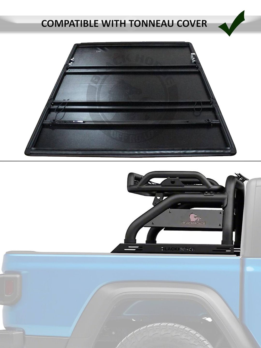 Black Horse Offroad ATRB7BK Atlas Frontier Tubular Bed Bar, 50-in Mount - image 3