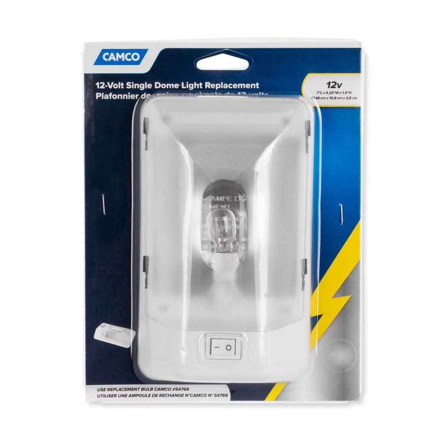 Camco 41330 12V Rectangular 12-Inch RV Dome Light