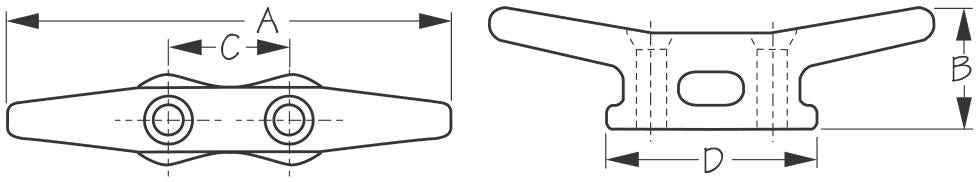 Sea Dog 046110 Rope Cleat for Countersunk Mounting