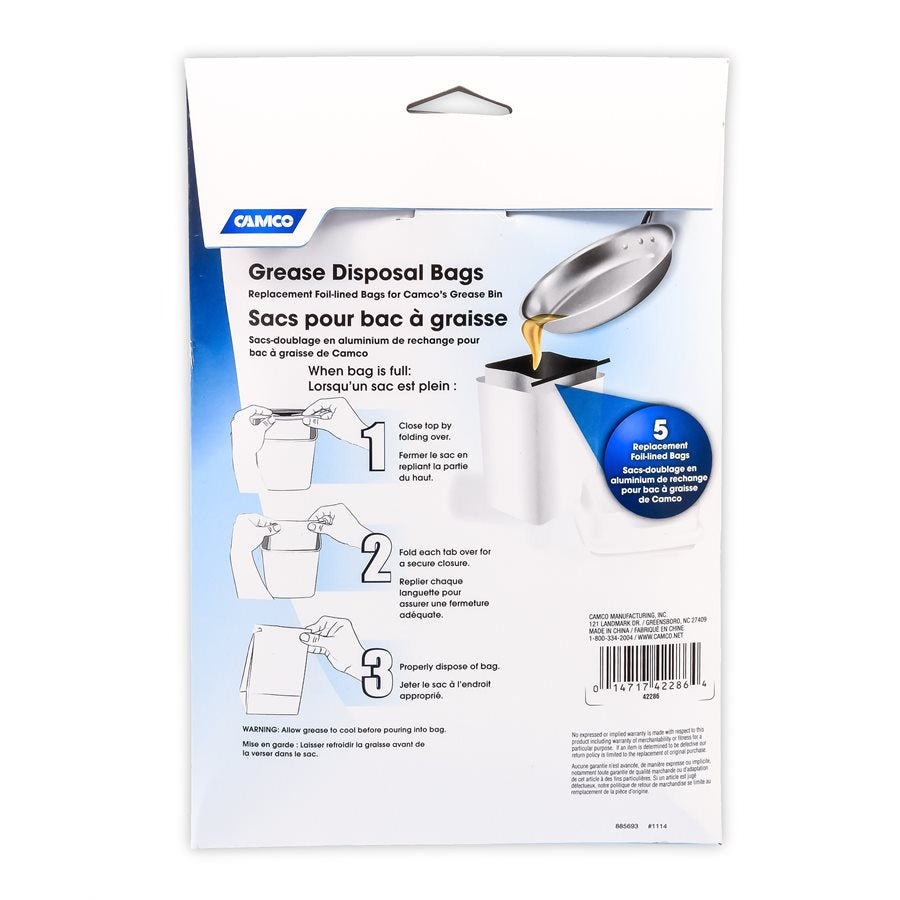 Camco Used Cooking Grease Container Bag (42286) – Material: Foil Lined