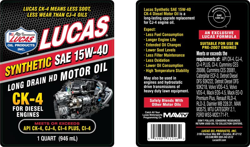 Lucas Oil 11246 Synthetic Four-Stroke Truck Oil