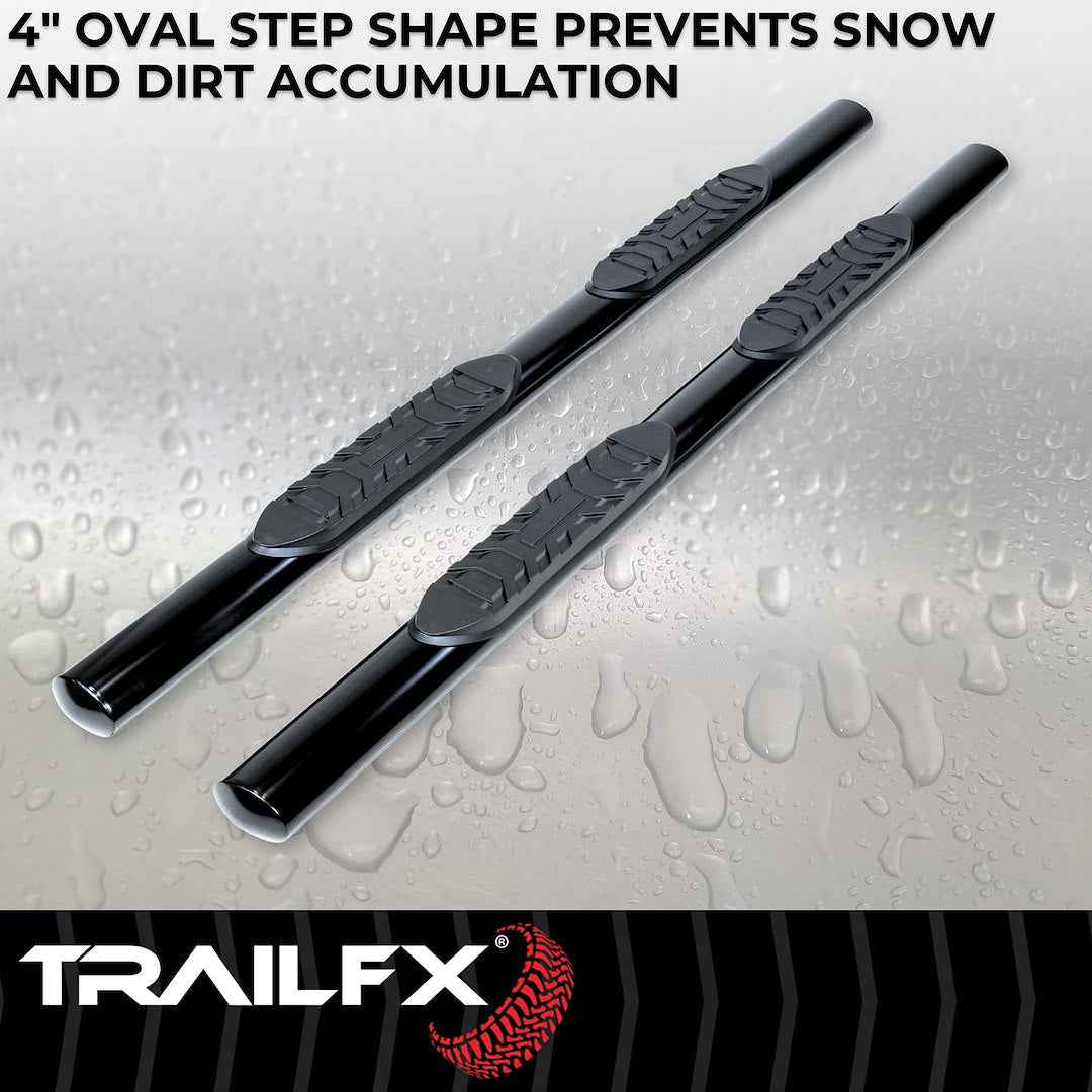 TrailFX 4 in Oval Nerf Step Bars - Black, 300 lb – A1537B