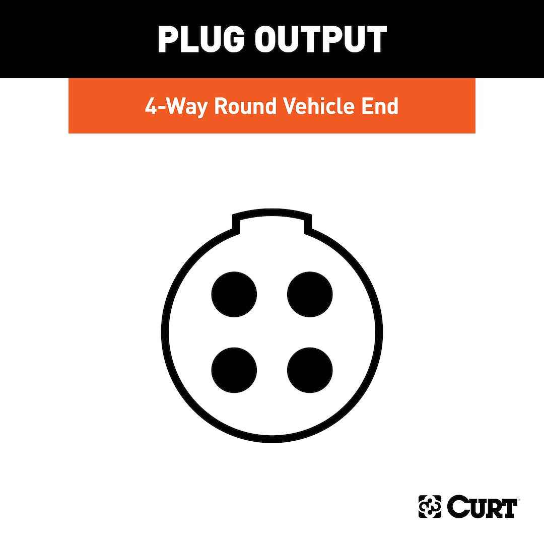 CURT 58070 Silver Die-Cast 4-Way Round Vehicle Socket