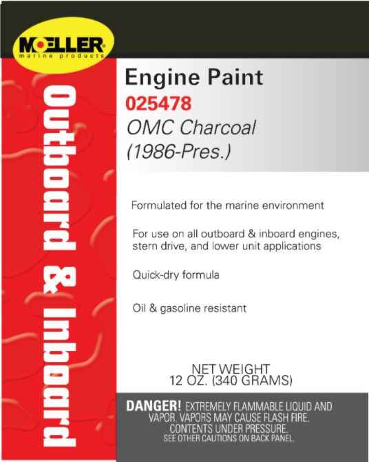 Moeller 025478 OMC Charcoal Marine Engine Finish, 12-Ounce