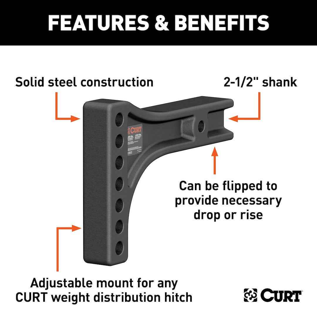 CURT 17131 2-1/2-Inch Receiver Weight Distribution Shank