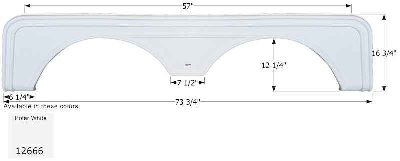 Icon 12666 RV Fender Skirt, Tandem Axle 73-3/4" x 16-3/4" Polar White, ICON – image 1