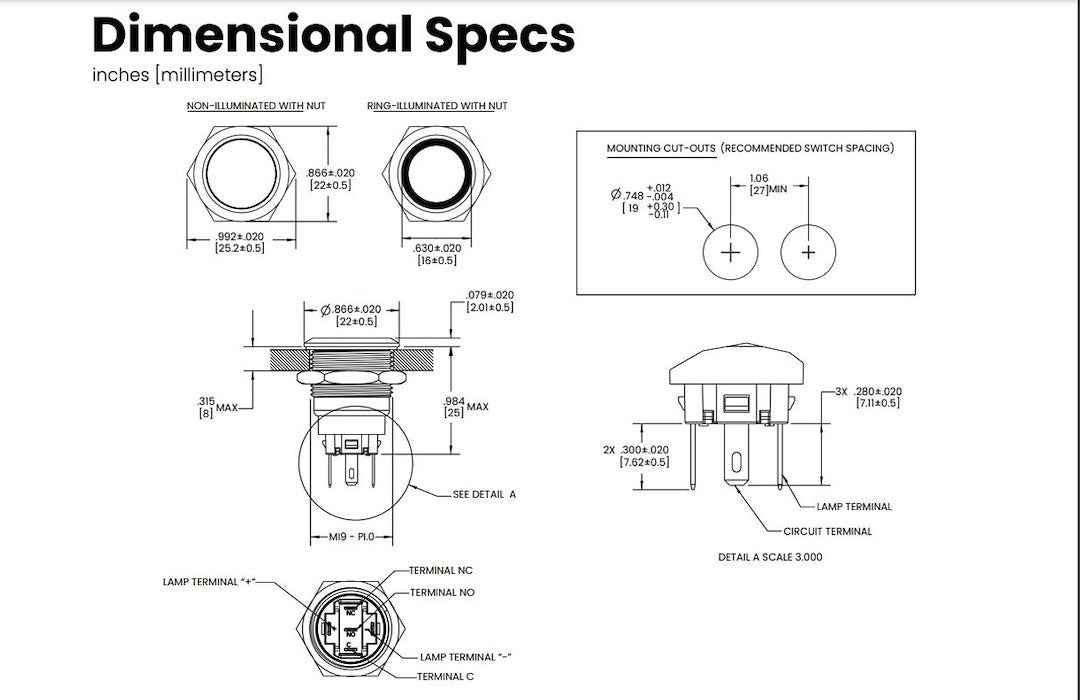 Sierra Marine 10A Illuminated Push-Button Switch – AV10030R