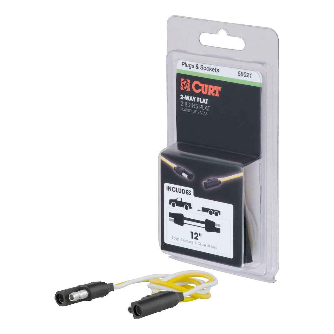 CURT 58021 Molded Rubber 2-Flat Accessory Wire Connector