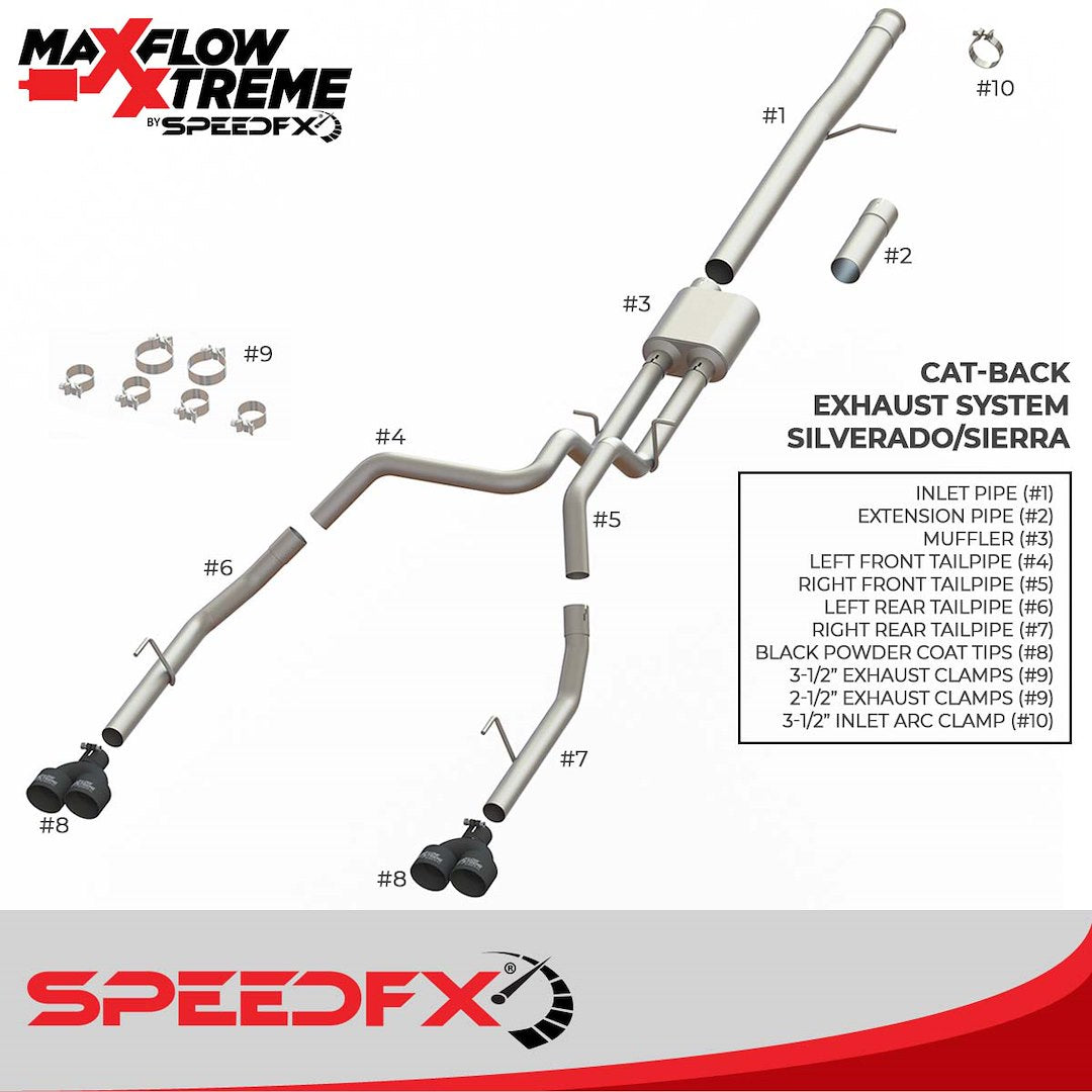 SpeedFX 50102 MaxFlow Xtreme Silverado Exhaust System