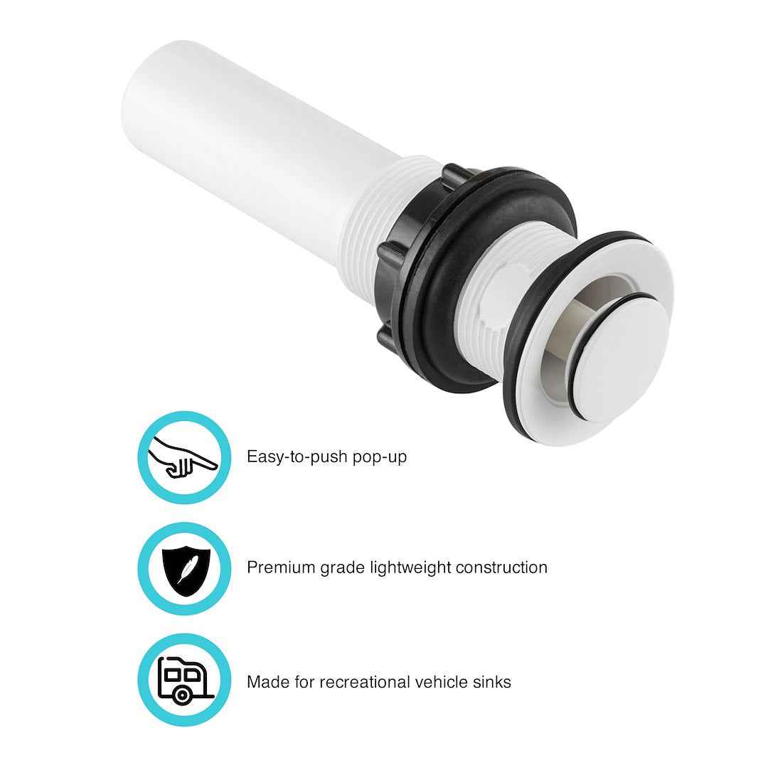 Dura Faucet DFPU202WT White 1-1/2-Inch Lavatory Drain
