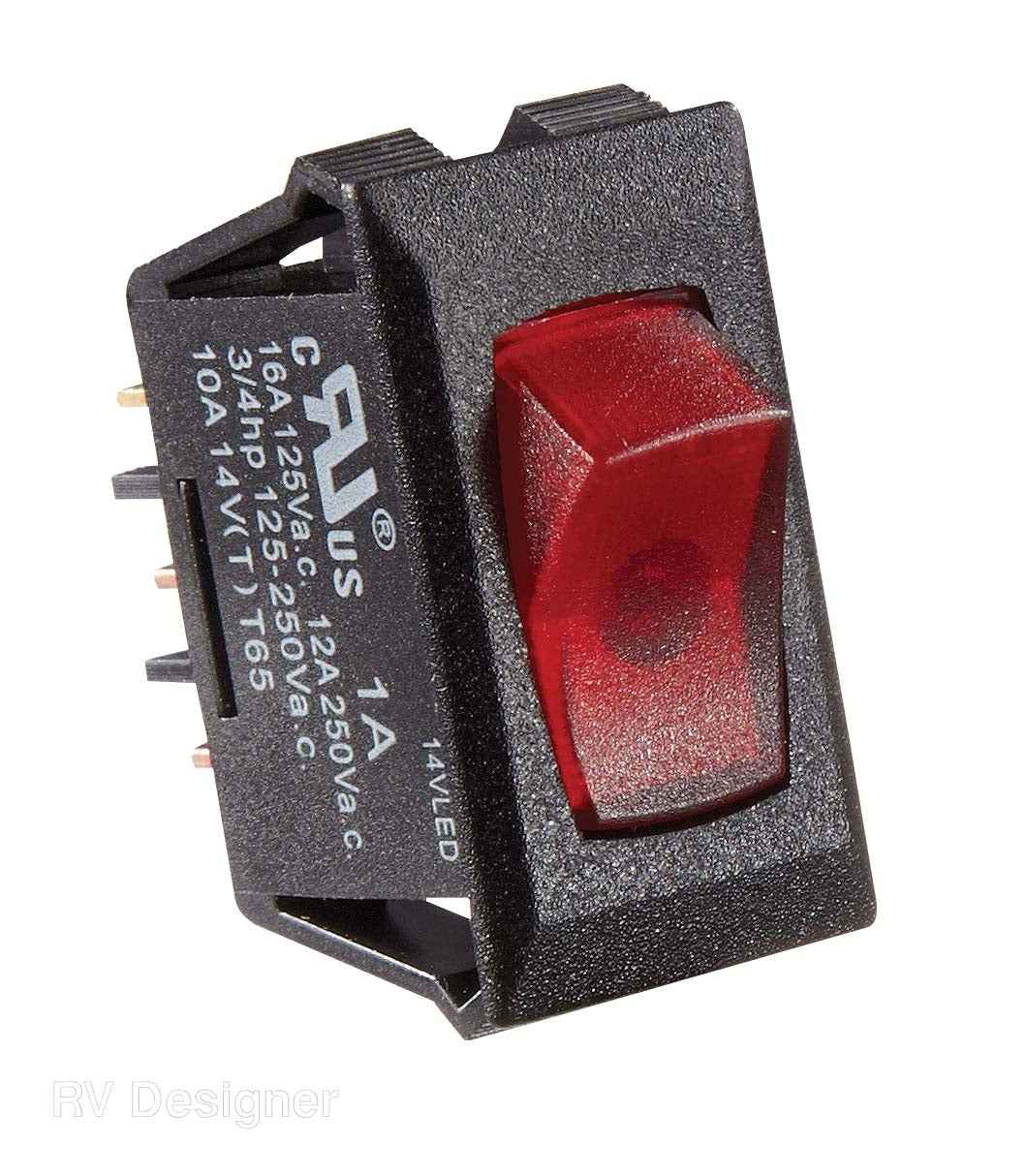 RV Designer S247 Black SPST On/Off Control Switch