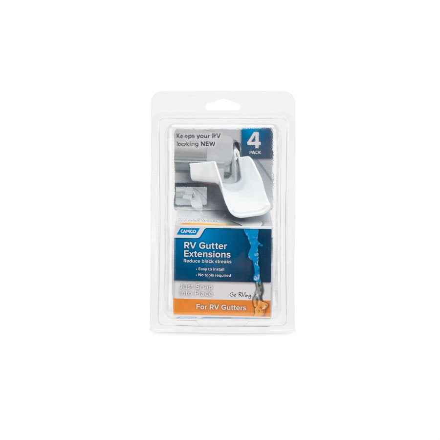 Camco 42123 White Clip-On RV Gutter Extensions, Four-Pack
