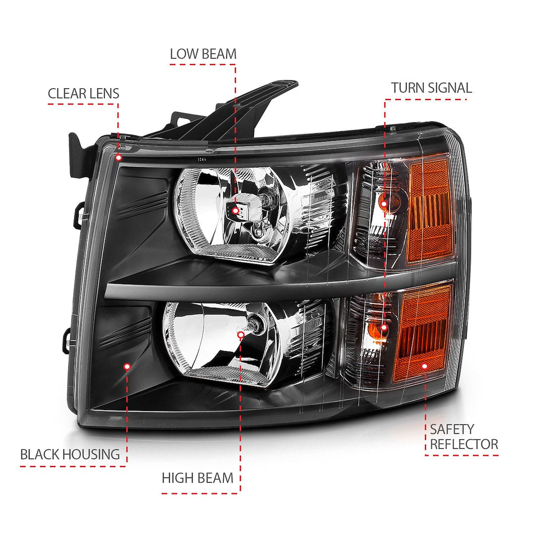ANZO USA 111393 Black Crystal Halogen Headlight Pair - image 3