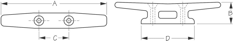 Sea Dog 043050 Rope Cleat with Open Base
