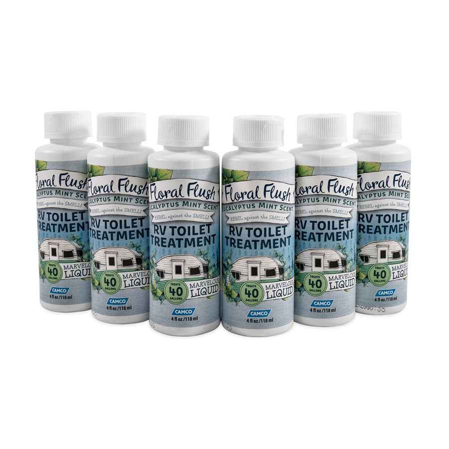 Camco 41482 Floral Flush Eucalyptus-Mint Treatment, Six Bottles