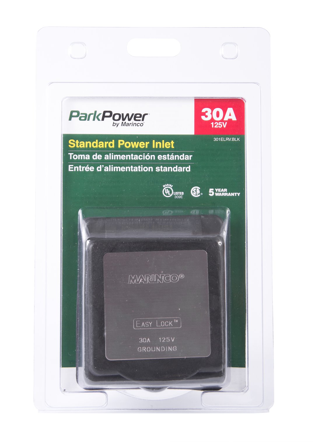 Marinco 301elrv.Blk Power Inlet Port - image 3
