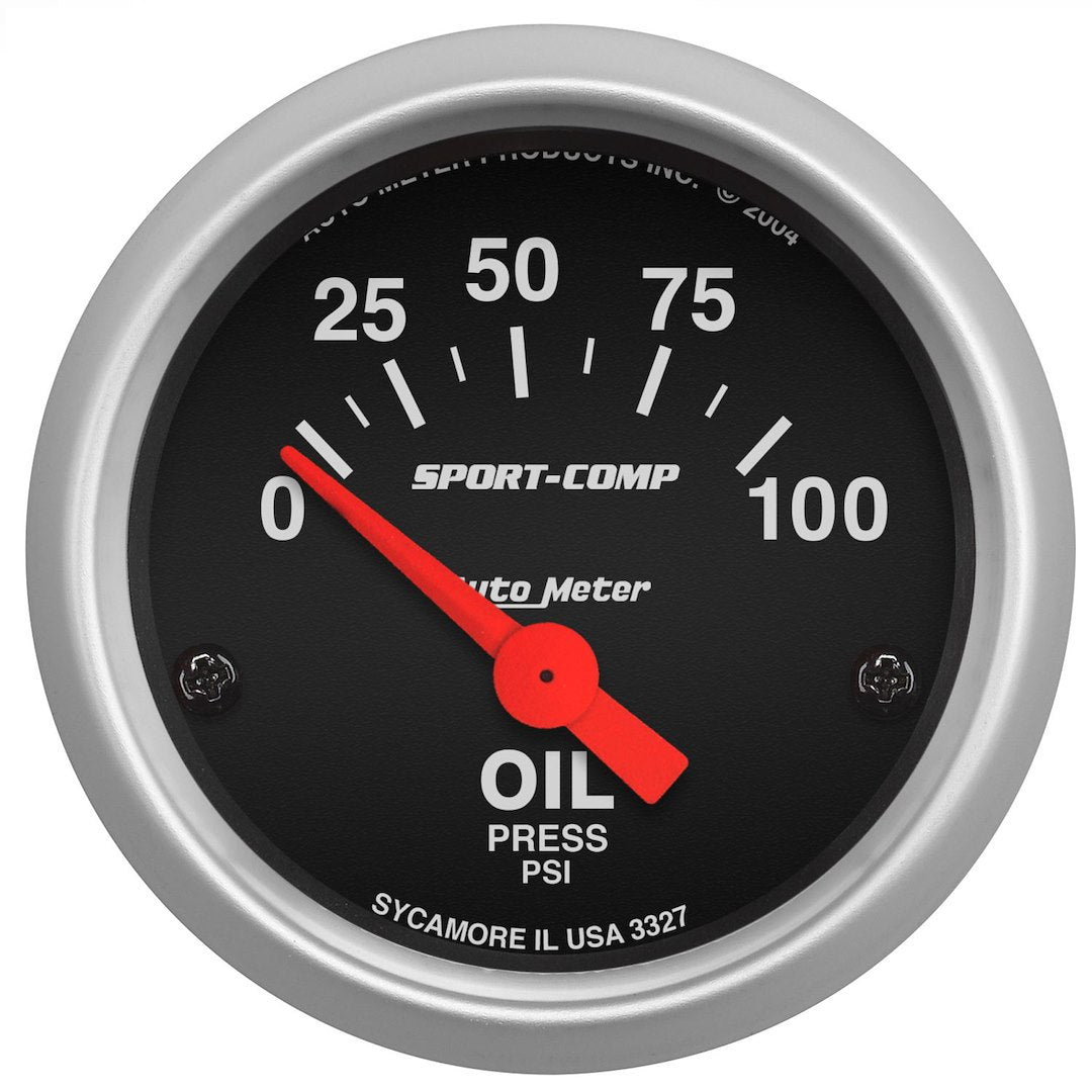 AutoMeter 3327 Sport-Comp Electric Oil Gauge and Sender, 0–100 PSI - image 1