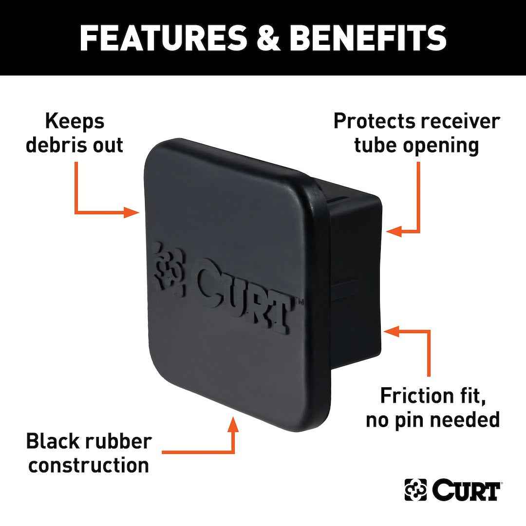 CURT 22276 2-Inch CURT-Logo Rubber Receiver Cover