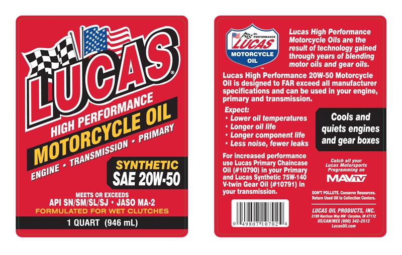 Lucas Oil 10702 Synthetic Four-Stroke Motorcycle Oil