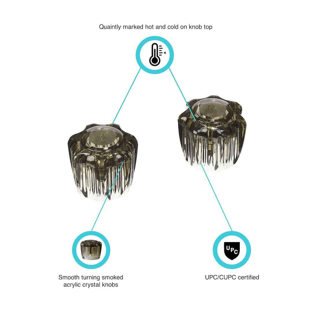 Dura Faucet DFRKS Smoke Acrylic Faucet Knobs, Hot/Cold Pair