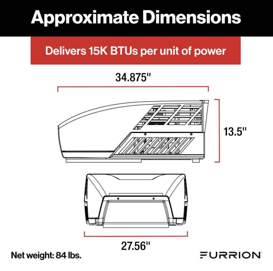Furrion 2024042639 Chill HE R32 Roof A/C - 15,000 BTU, Black