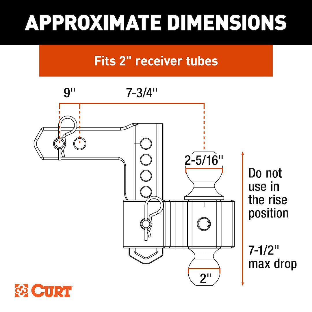 CURT 45365 Alumilite Adjustable Dual-Ball Receiver Mount - image 2