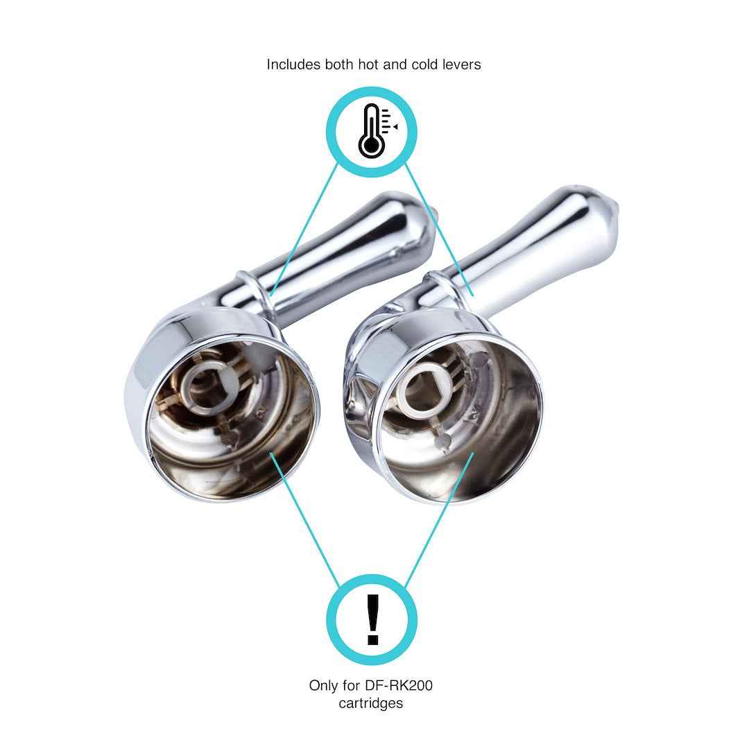 Dura Faucet DFRKCCP Chrome Teapot Lever Handles, Hot/Cold Pair
