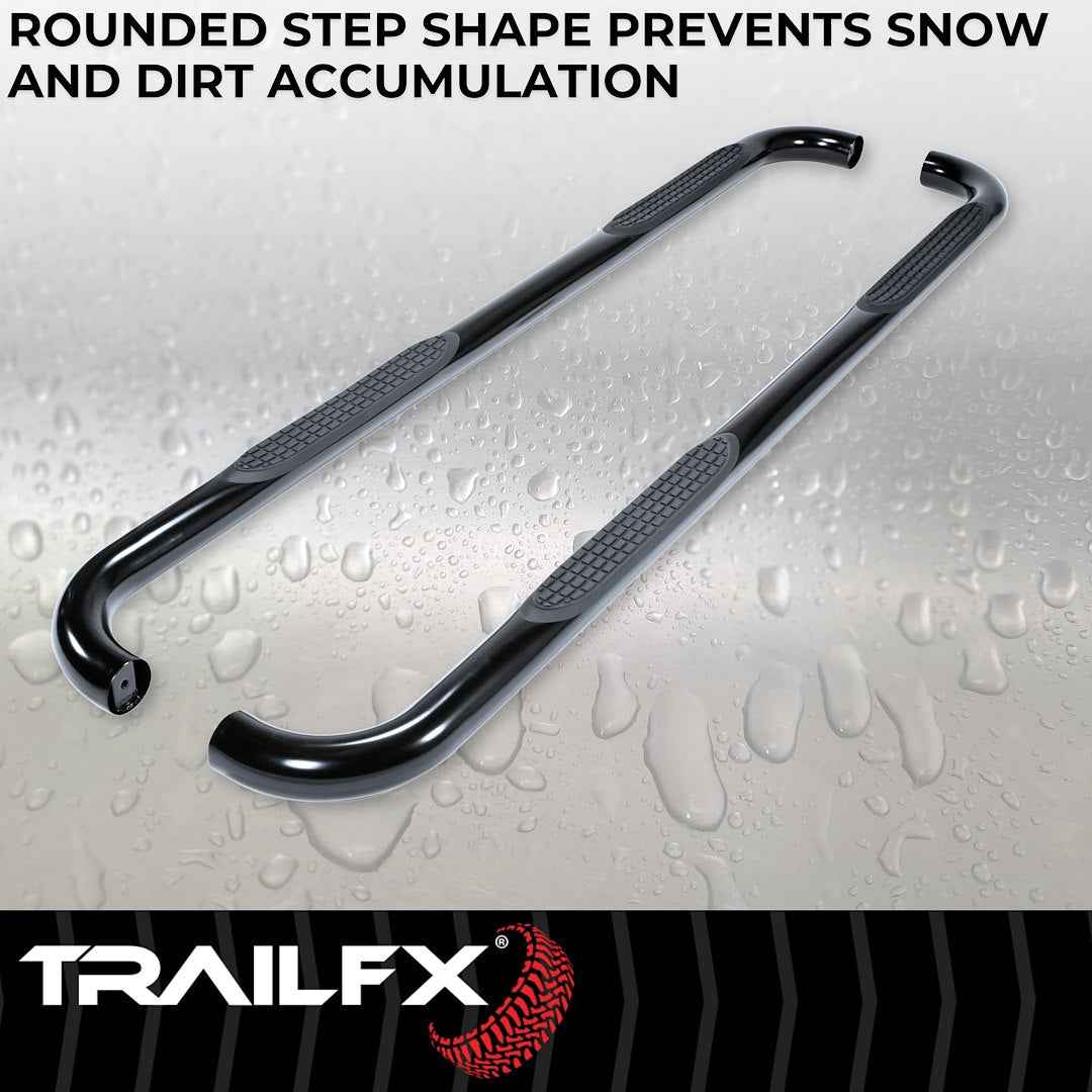 TrailFX 3 in Round Nerf Step Bars - Black, 300 lb – A0041B