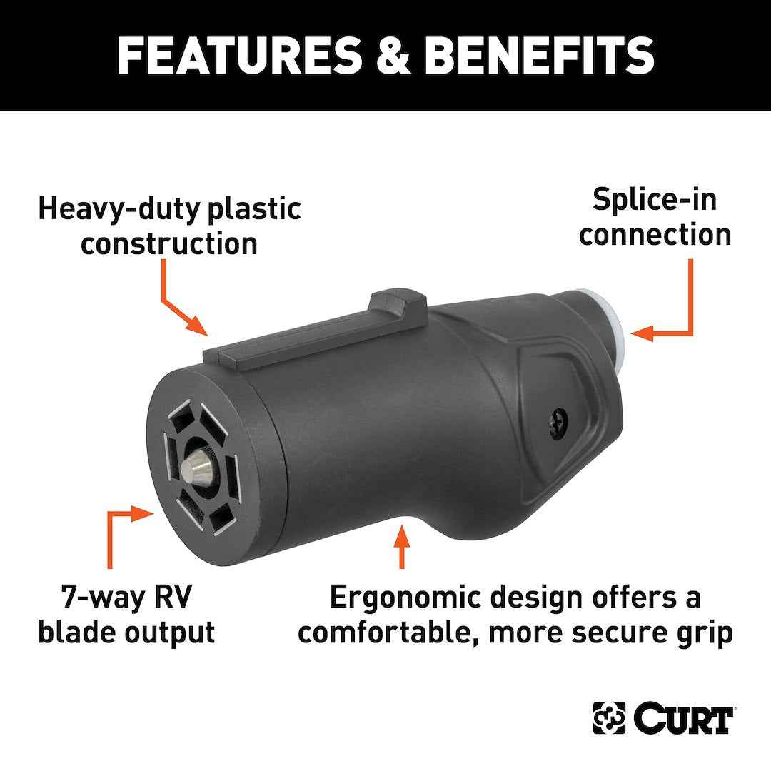 CURT Heavy-Duty 7-Way RV Blade Plug with Ergonomic Grip – 58145