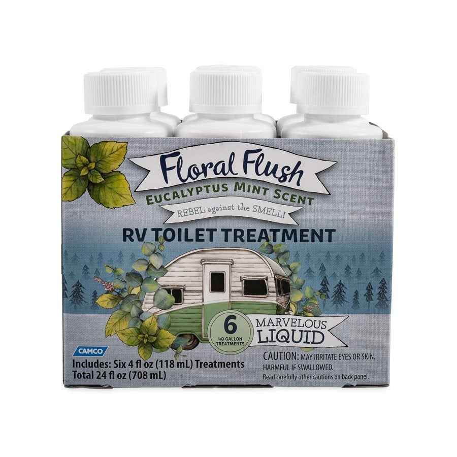 Camco 41482 Floral Flush Eucalyptus-Mint Treatment, Six Bottles
