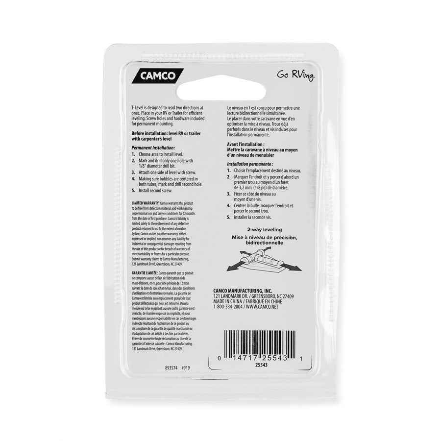 Camco 25543 3-Inch Two-Direction RV Bubble Level