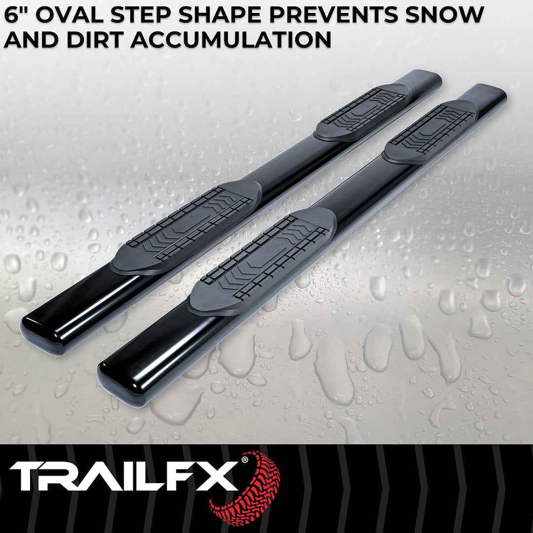 TrailFX 6 in Oval Nerf Step Bars - Black, 300 lb – A8221B