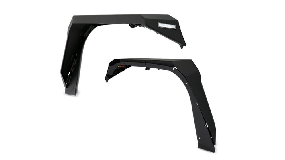 Body Armor JL-6102 Front Flat Steel Flares with Lights, Pair - image 1