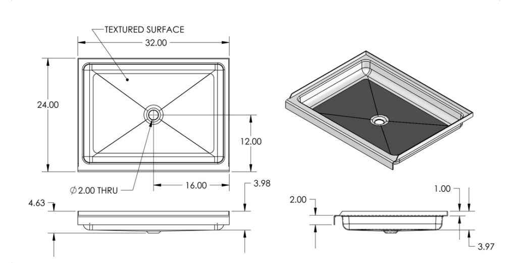 Specialty Recreation SP2432WC White Duo-Form ABS Shower Pan