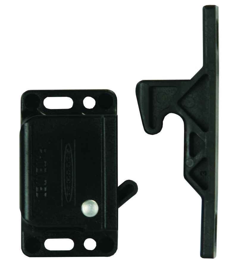 JR Products 70435 Black Spring-Loaded Cabinet Catch