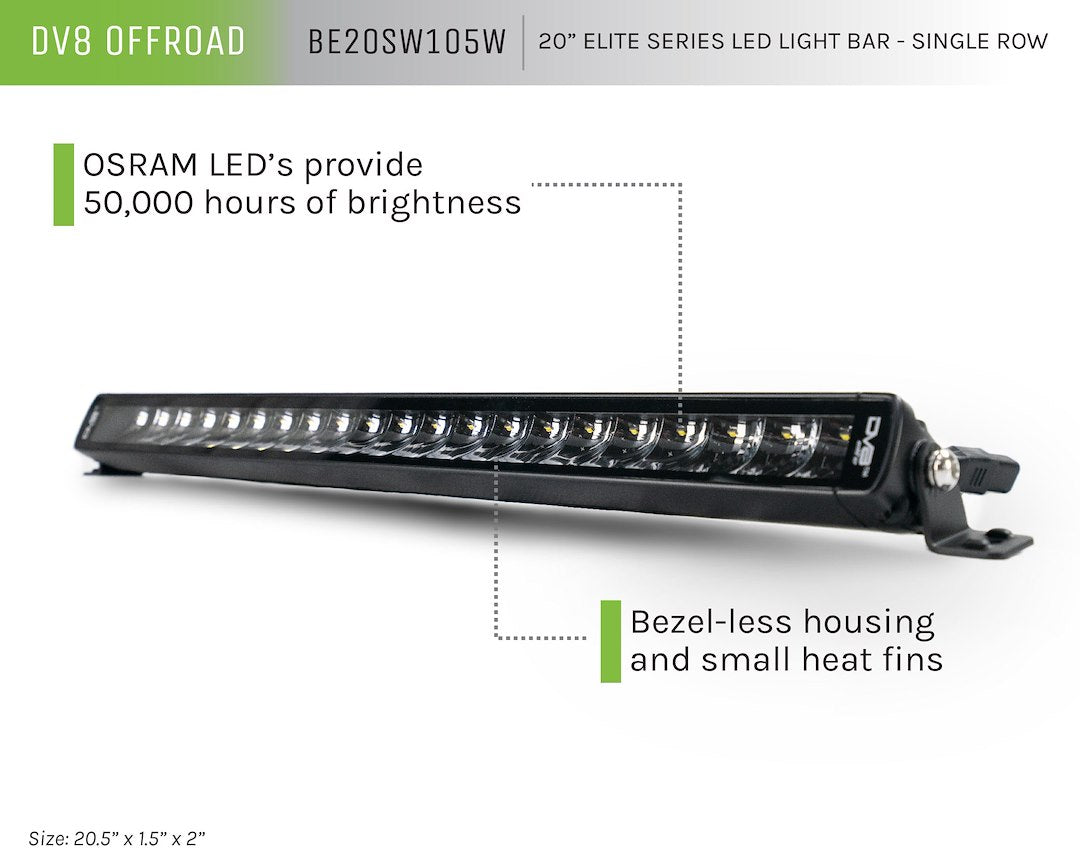 DV8 Offroad BE20SW105W Single-Row LED Lighting Bar