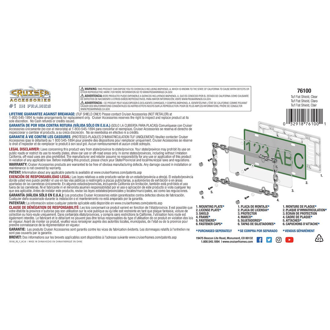 Cruiser License Plate Cover (76100) – Material: Polycarbonate