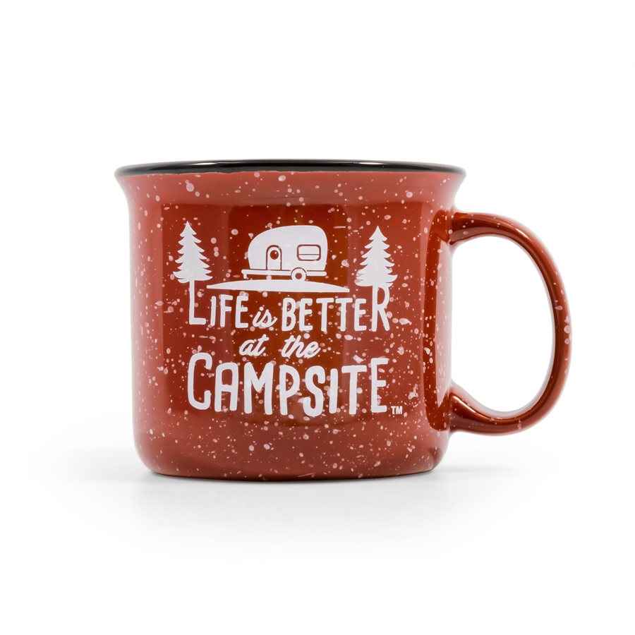 Camco 53235 Speckled Red 14-oz Campsite Ceramic Mug